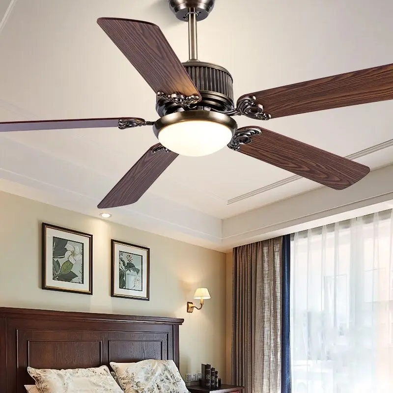 

52 Inch Retro fan lamp industrial ceiling fans with light dining room living room electric fan ceiling American style home lamp