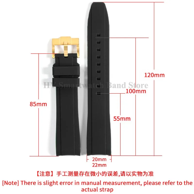 Waterproof Rubber Sport Watch Strap with Curved Design and Metal Pin Clasp