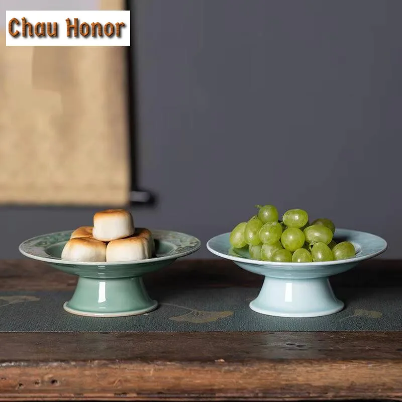 Creative Longquan Celadon Fruit Dishes Boutique Dried Fruit Snack Plate Candy Bar Plates Food Sharing Plate Gift Box Collection