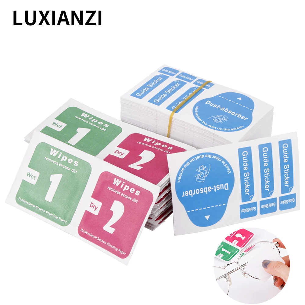 LUXIANZI 50Pcs Wet Dry Wipes Dust Removal Paper For iPhone Phone Camera Lens Optical LCD Screen Tempered Glass Cleaning Cloth