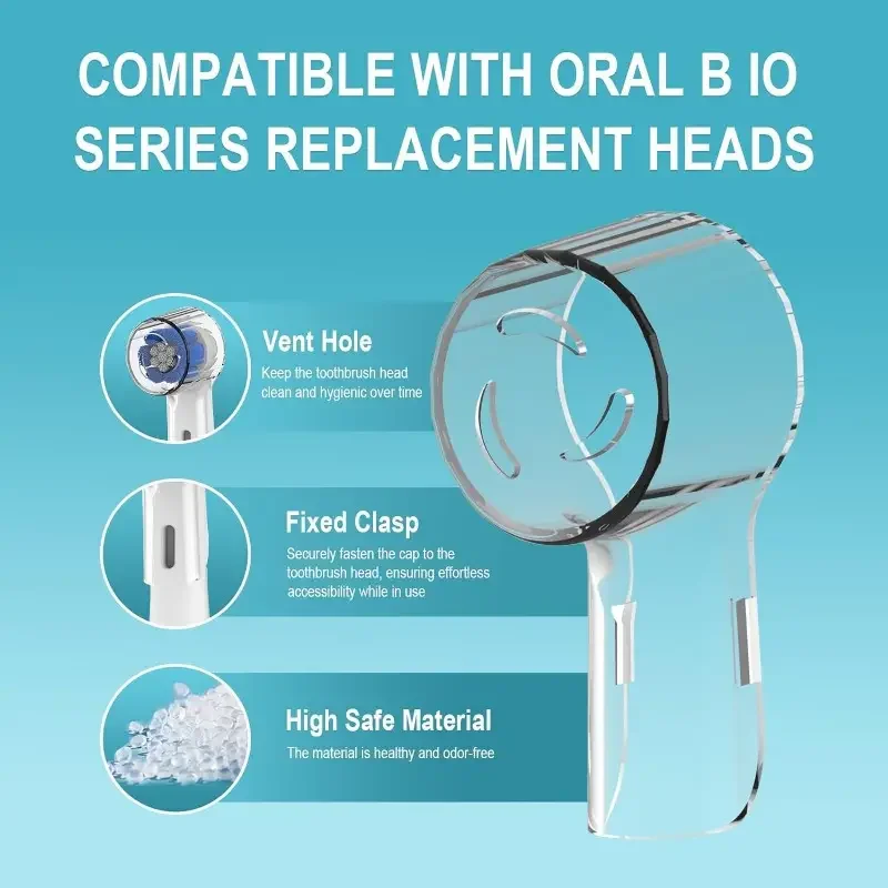 Toothbrush Dustproof Covers Caps Compatible with Braun Oral B Replacement Heads & iO Series Electric Toothbrush Head Protector