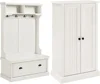 Crosley Furniture Seaside Hall Tree, Entryway Bench with Coat Rack and Shoe Cabinet, Distressed White 6