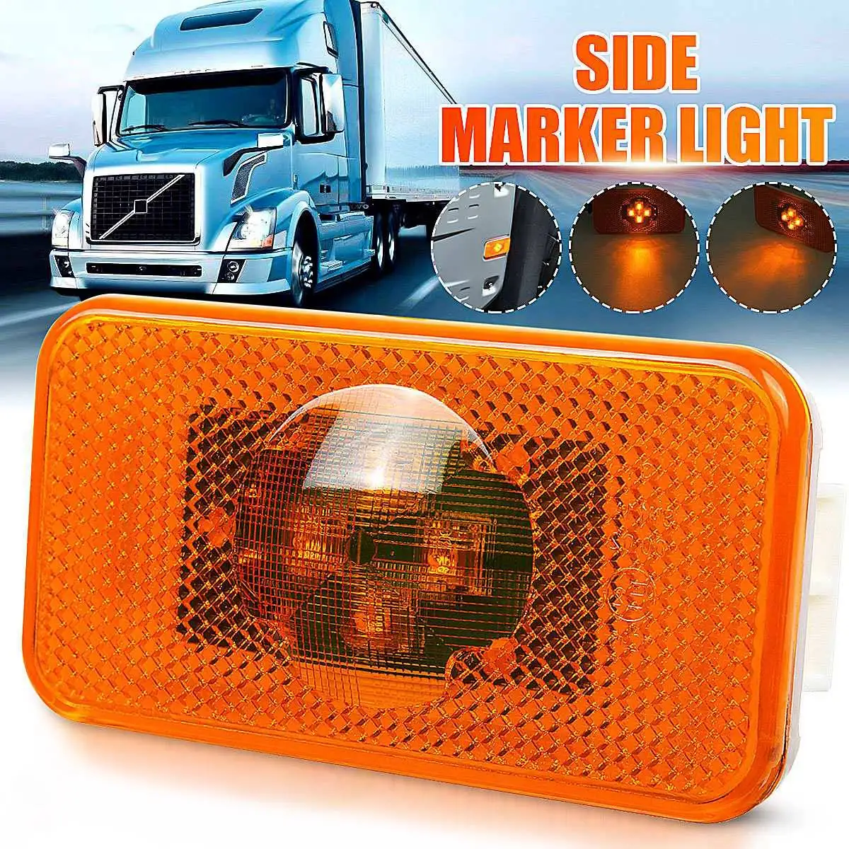 2Pcs 24V Car Truck LED Side Marker Light 4LEDs Amber Indicator Warning Lamps for Volvo Trucks FM/FH