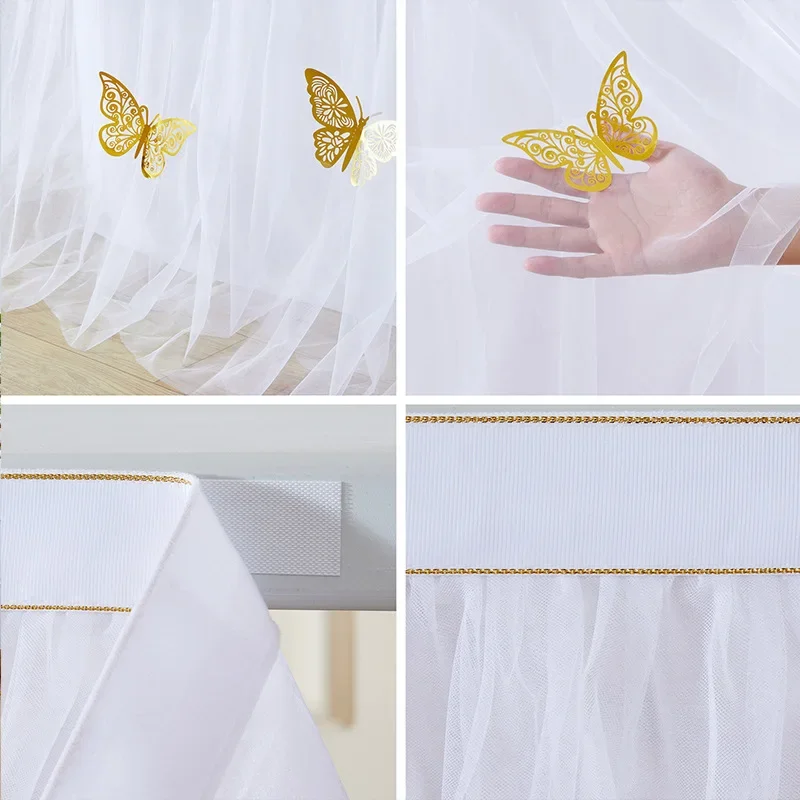 Original Color Blocking Pleated Chevron Skirt 3D Butterfly Pattern European Style Wedding Birthday Party Family Home Decoration