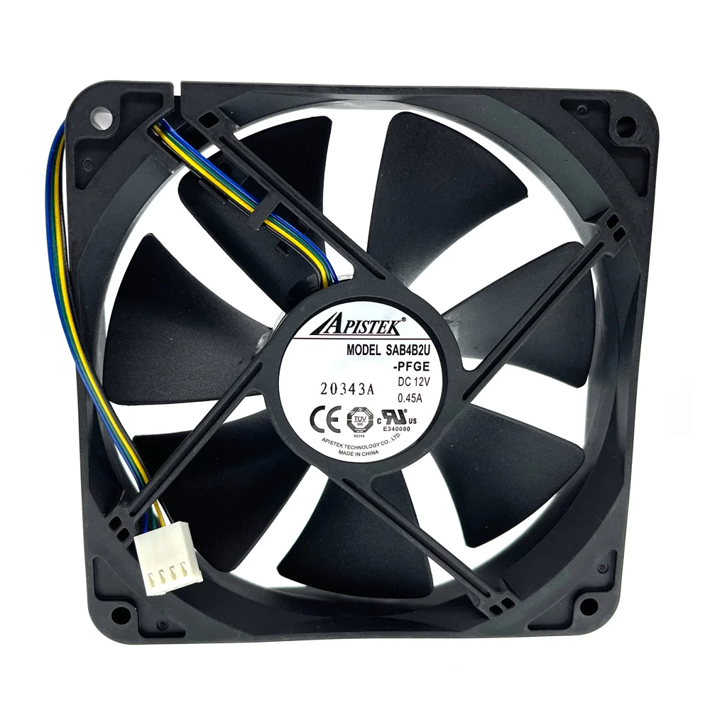 SAB4B2U -PFGE 120mm 12cm PWM Water Block Watercooler Cooling Fan,120X120X25mm 12V Dual Ball Bearing 2700RPM for Apistek Fans — view 4