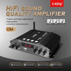 LEPY X4 HIFI 4 Channel Bluetooth 5.0 Power Amplifier, Optical Fiber, Coaxial Input, 2.1 Audio Amplificador Dual Subwoofer Output
