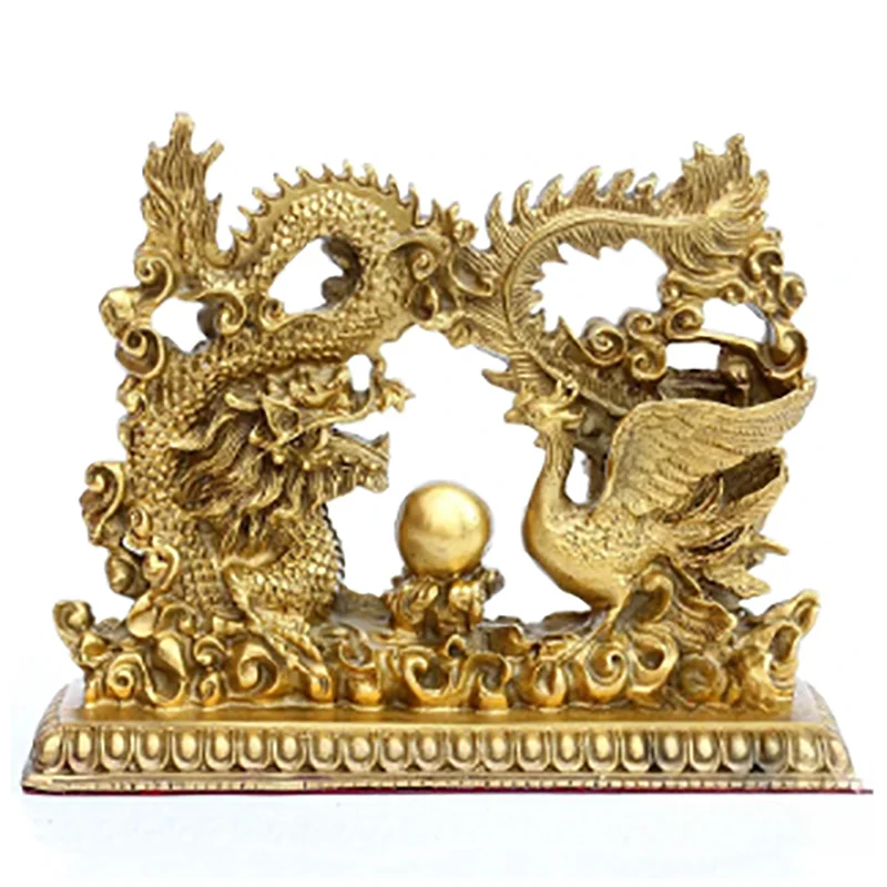 

Набор бусин из чистой меди в виде дракона Феникса, статуэтка для украшения дома, гостиной, спальни, креативное свадебное китайское медное ремесло