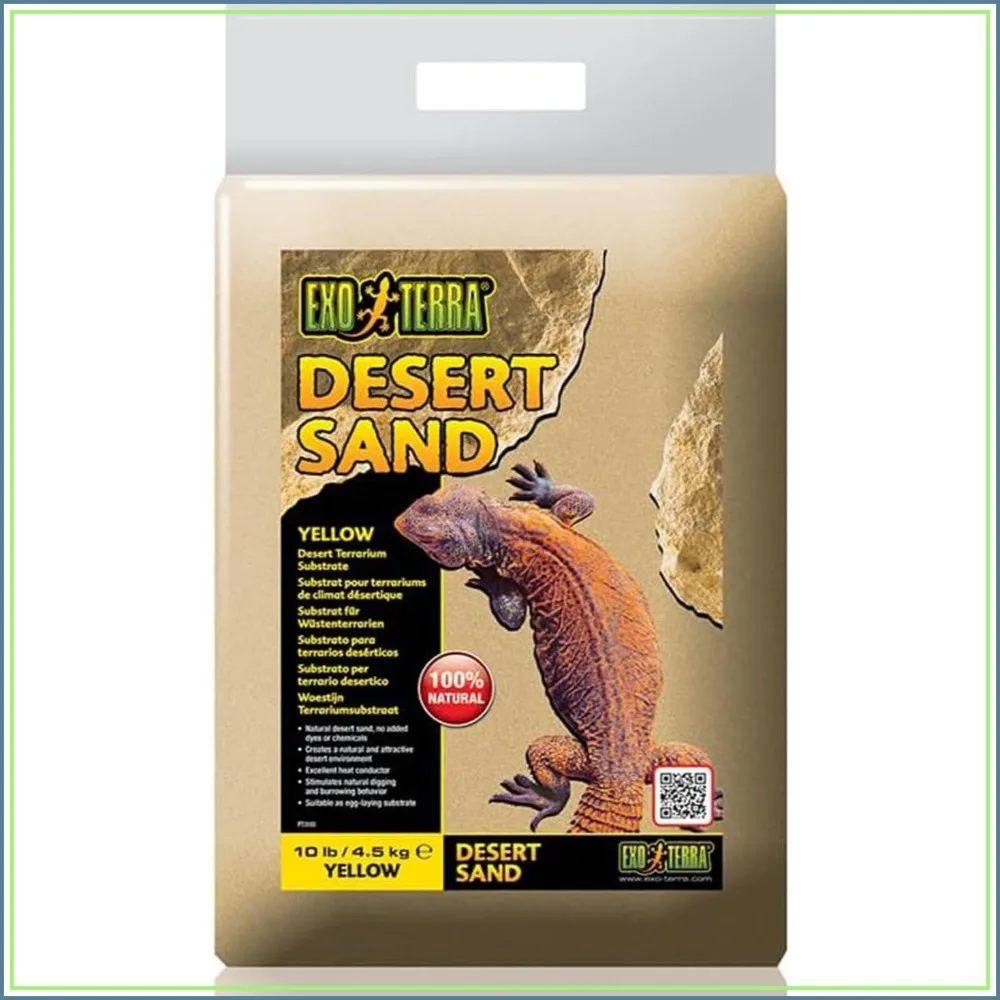 10 lb Natural Desert Sand for Reptile Terrarium, Yellow, Ideal Heat Conductor & Digging Substrate