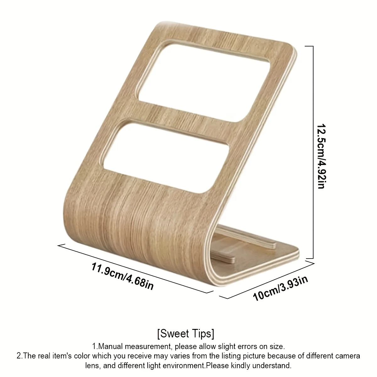 Wooden Remote Control Organizer with Dual-Slot Media Storage