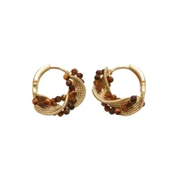 2026 New Design Tiger Eye Stone Wrapped Gold Color Earrings European and American Trendy Jewelry For Women's Luxury Accessories - Image 6