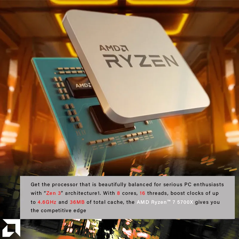 AMD Ryzen 7 5700X New R7 5700X 3.4 GHz Eight-Core 16-Thread CPU