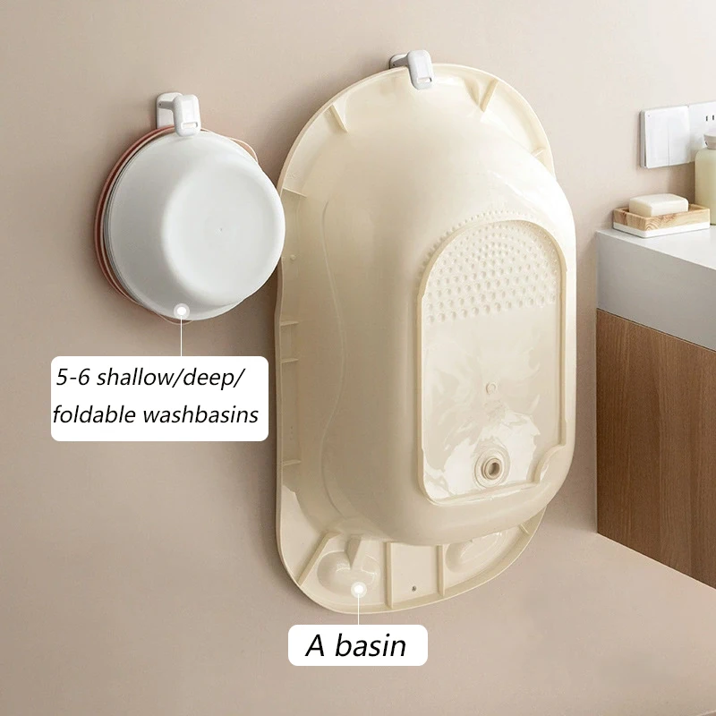 Wall Mounted Basin Hook No-Drilling Adjustable for Toilet Bathroom Bathtub Washbasin Space-Saving Storage Rack