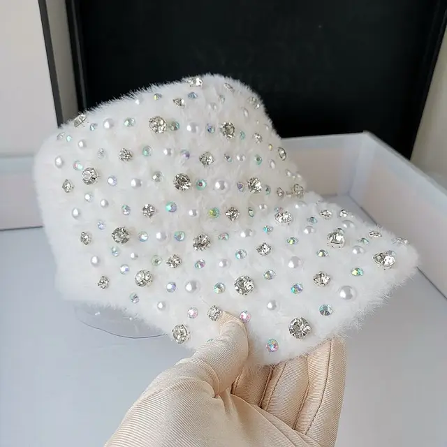 Rhinestones Hat Female Air Top Thickened Earflaps Warm Peaked Cap: A Versatile Outdoor Cold-Proof Fashion Statement