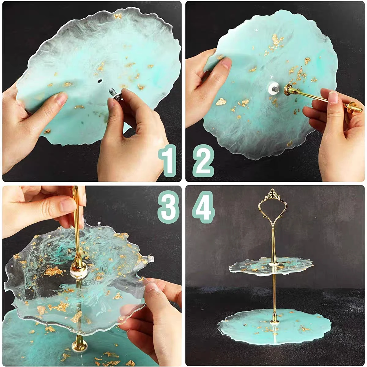 3 Tier Cake Display Stand Hardware Crown Metal Fitting Party Tray Cake Food Dessert Rack Holder for Kitchen Home No Plate