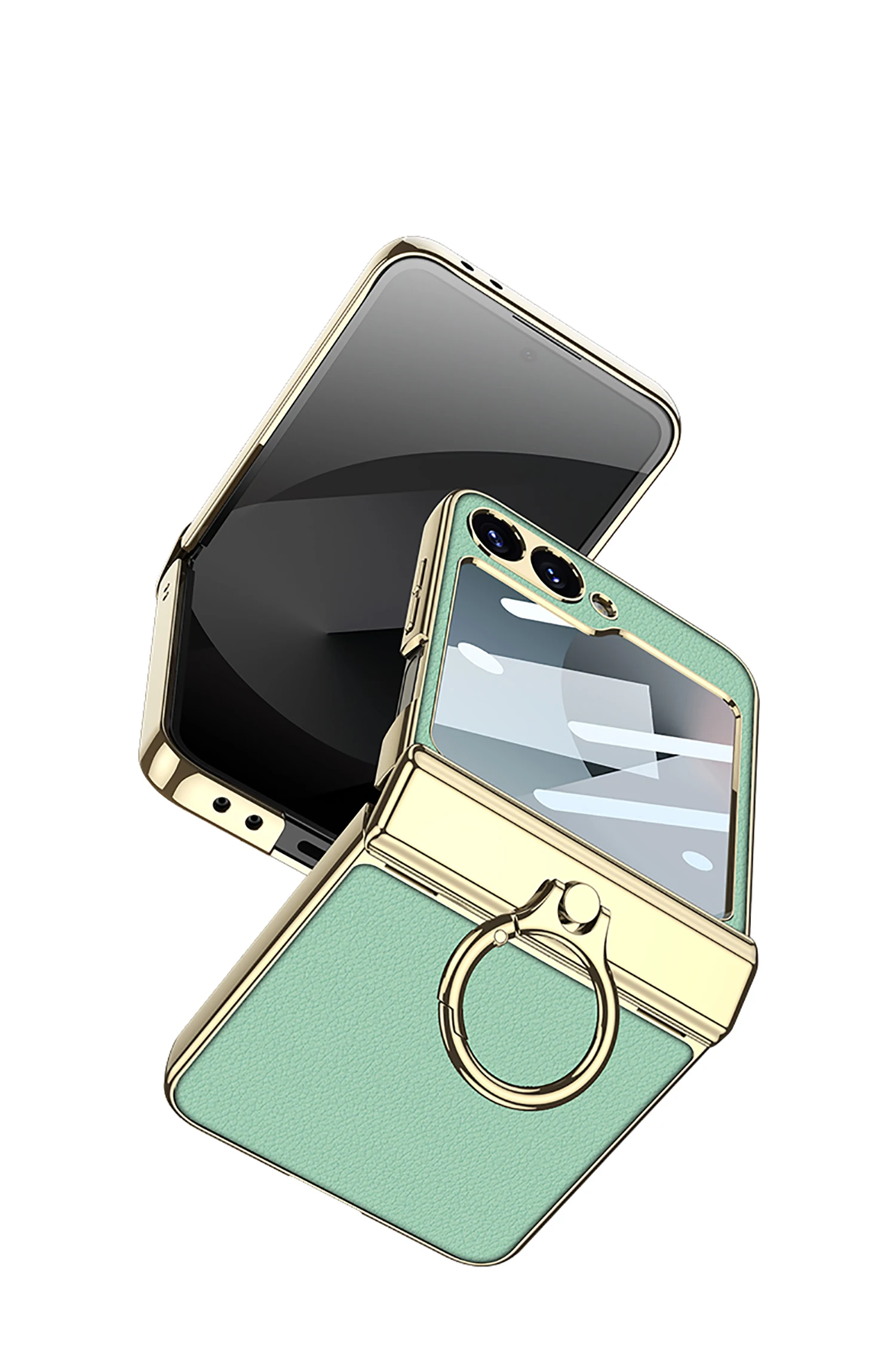 Magnetic Hinge PU Leather Case For Samsung Galaxy Z Flip 6 Screen Glass Plating