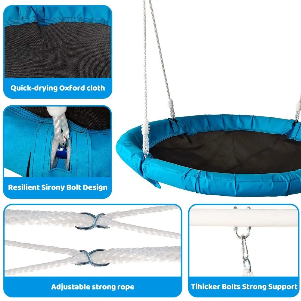 Metal Swing Set for Kids Outdoor Play Stand with Saucer Outdoor Playground Set Durable Facility Reliable Design Hours of Kid Fun 3
