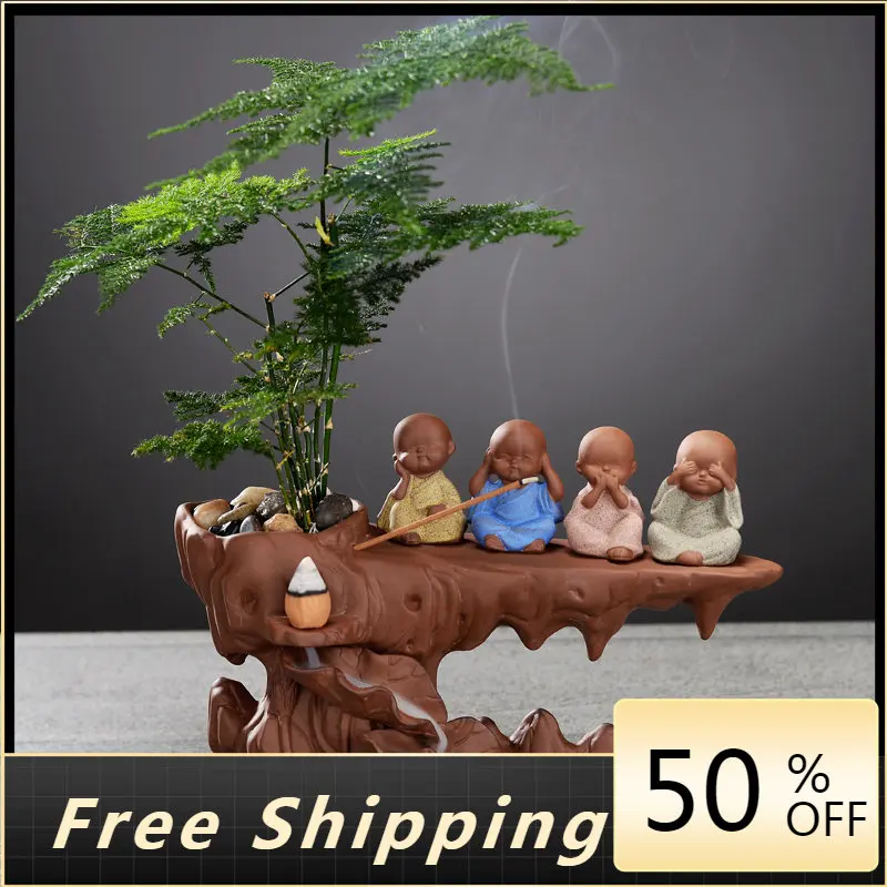 

Diffuser Creative Incense Burner Down Draft Aesthetic Zen Chinese Incense Burner Little Monk Ceramic Incenso Nordic Home Decor