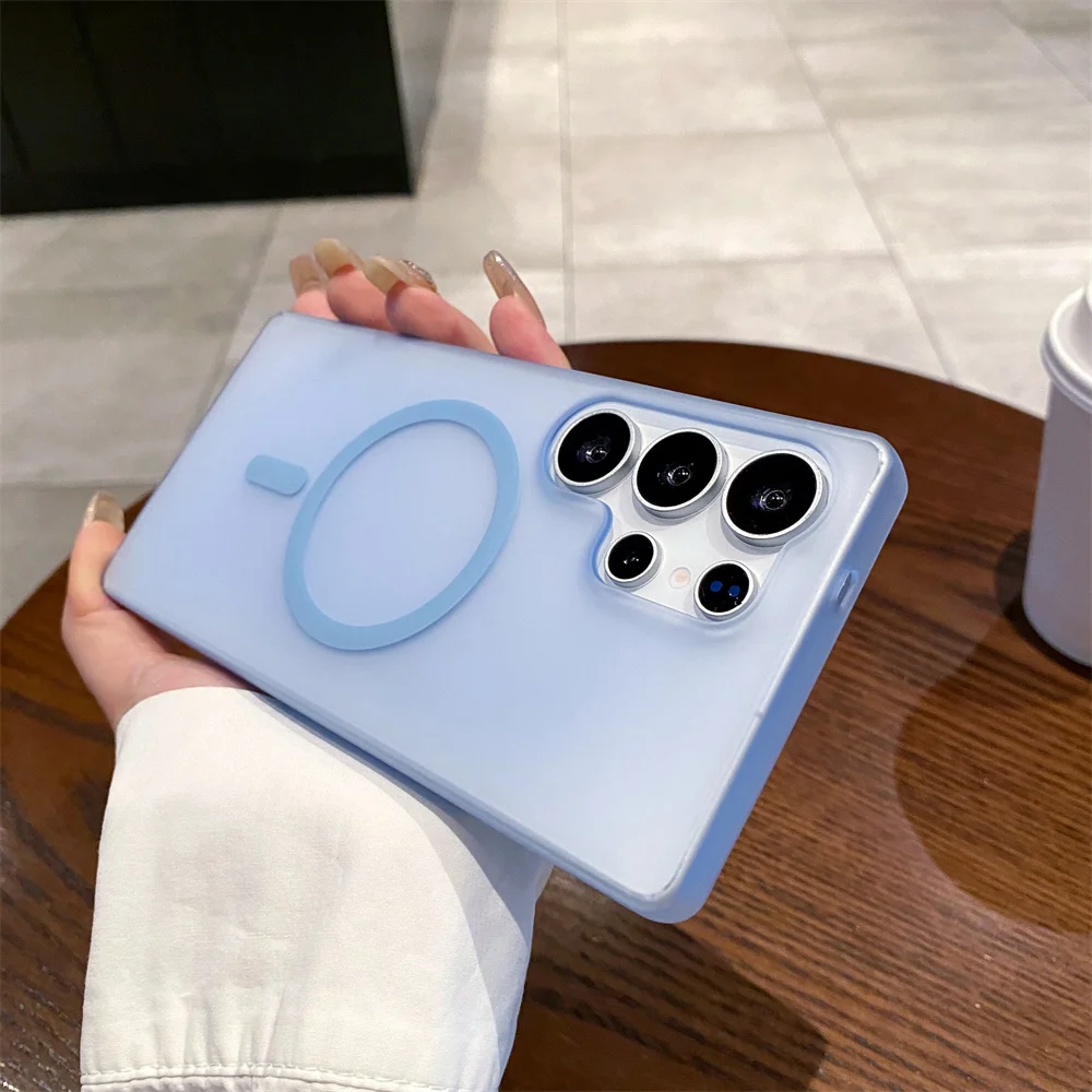 Ultrathin Clear Magnetic Case with Matte Finish and Wireless Charging Capability