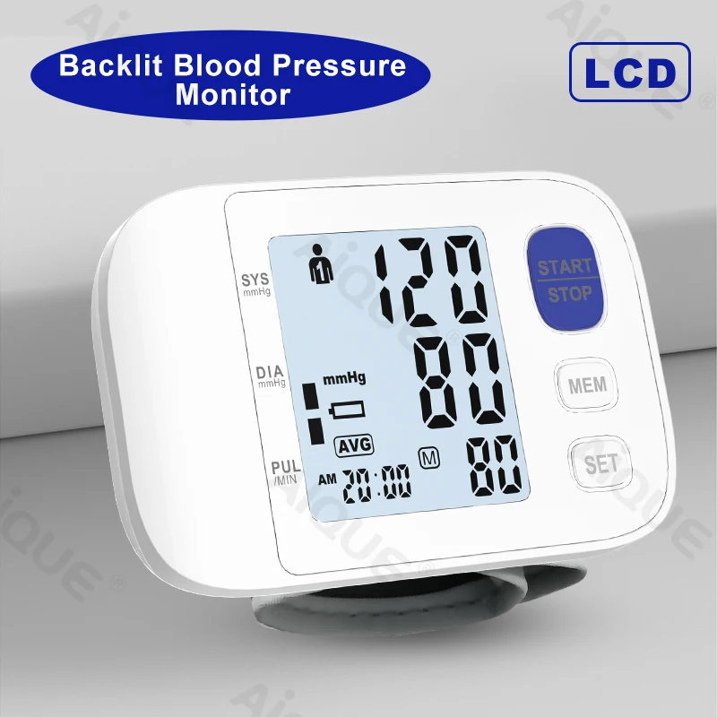 Automatic Digital Wrist Blood Pressure Monitor LCD Sphygmomanometer Tonometer Tensiometer Heart Rate Pulse Meter BP Voice blood pressure monitor blood pressure meter