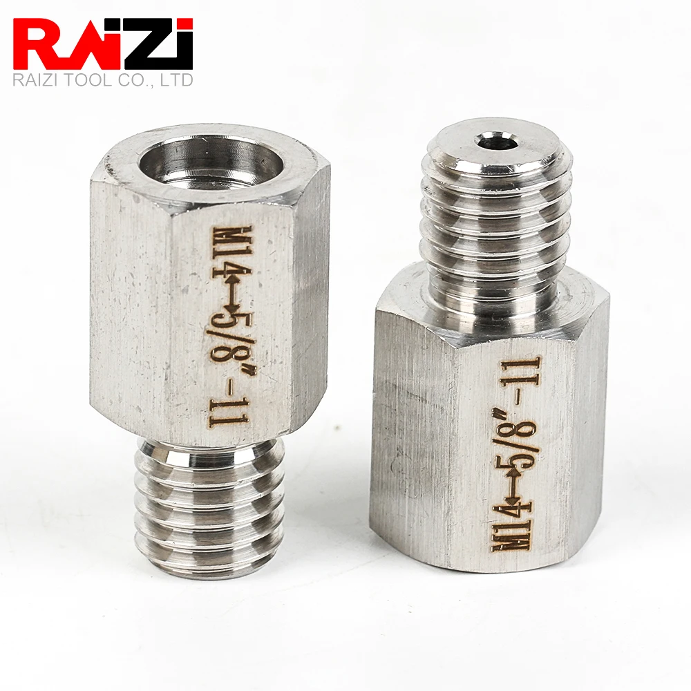 RAIZI 2Pcs M14 5/8-11 Adapter Screw Angle Grinder Polisher Converter Rod Polishing Pad Drill Bit Saw Blade Connecting Accessorie grinder adapter converter and platen set for drill bits cutting disc saw blade polishing m14 m10 angle grinder accessories