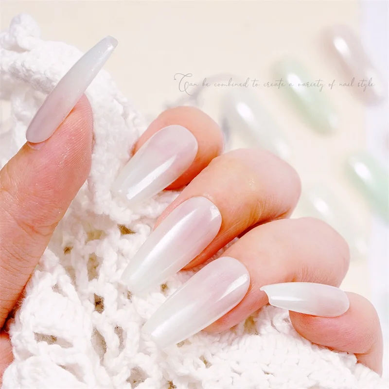 HNDO New White Pearl Powder Chrome Dust Bright Shiny Effect for Gel Polish Manicure Nail Art Design Nails Glitter Pigment