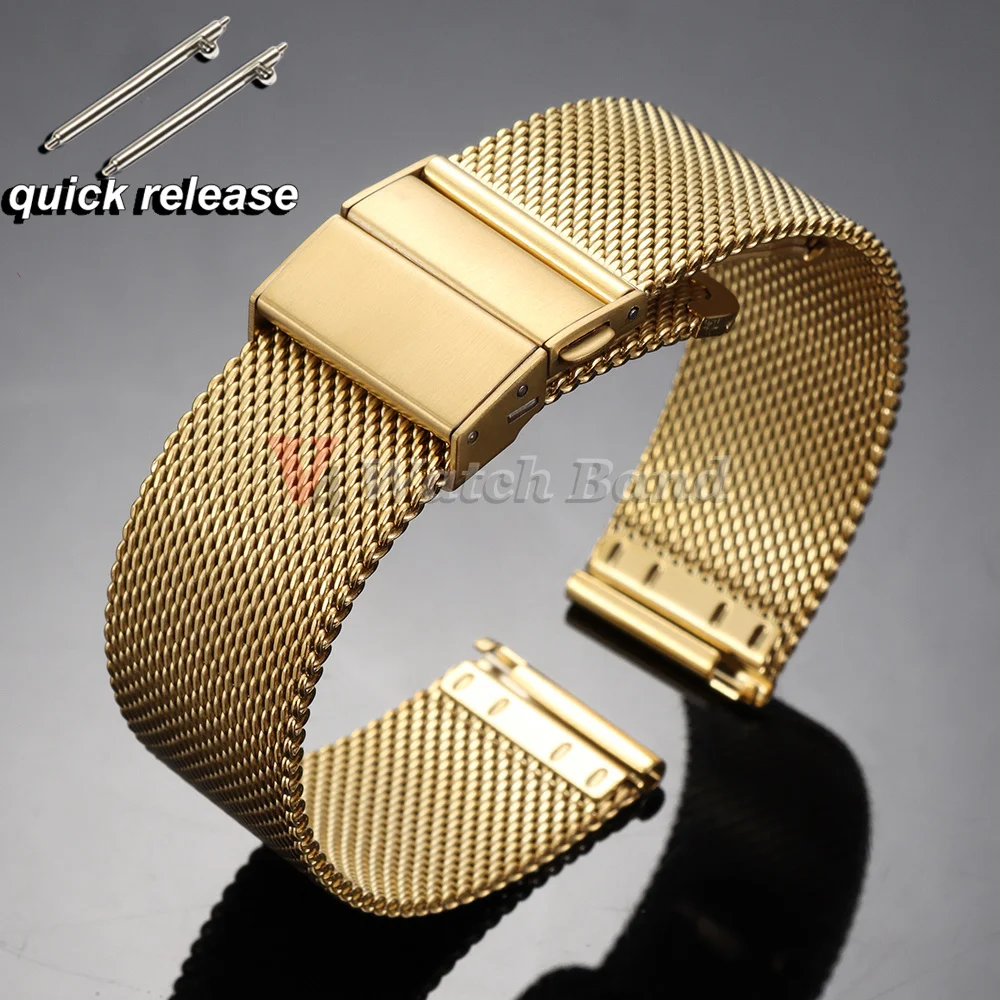 Elegant Milanese Mesh Loop Stainless Steel Watch Strap with Quick Release