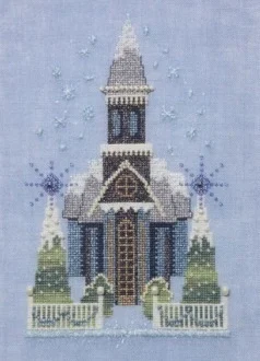 DIY Kreuzstich-Set, weiße Leinwand, unbedruckter Stoff, Baumwollfaden-Nähset, 14-nc 158 kleine schneeblaue Kirche 25-34