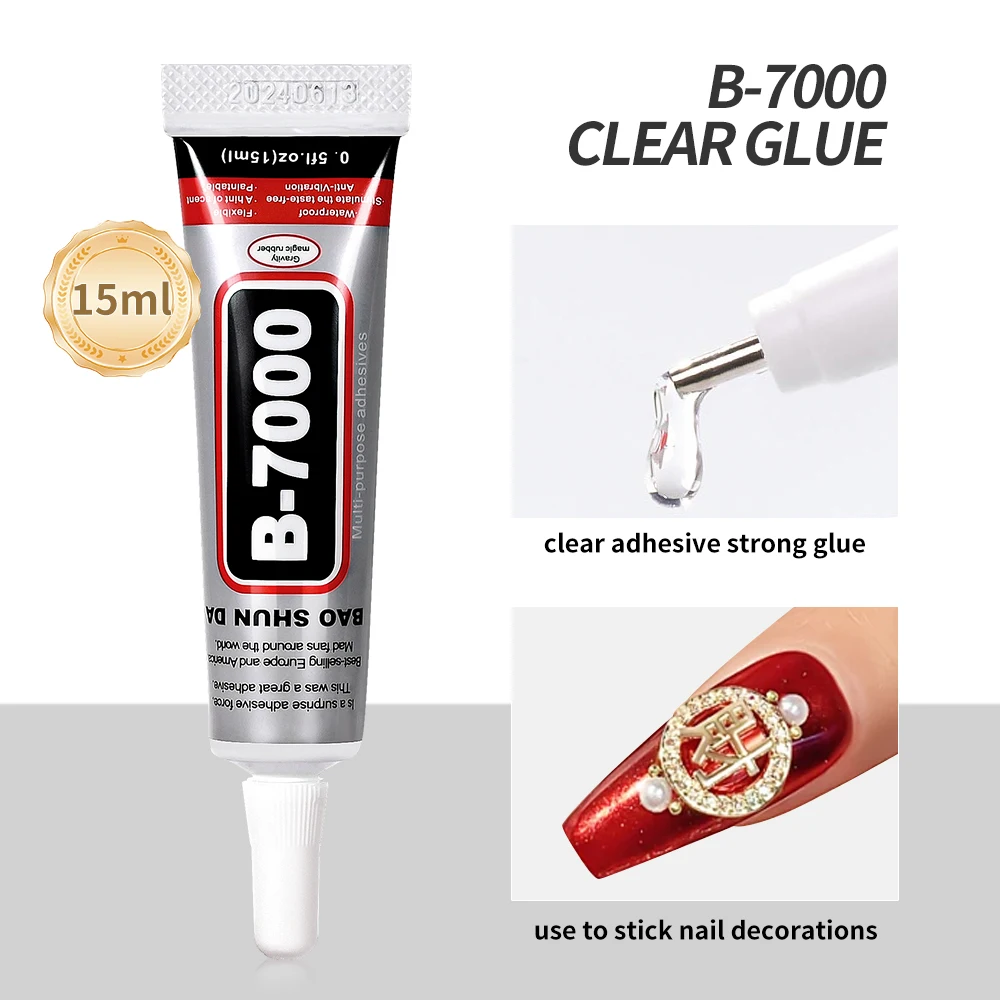 15ml Acrylic Rhinestone Nail Art Glue Super Sticky UV Gel Polish False Nail Crystal Gems Multi-function Decorations Glue Tools * 3