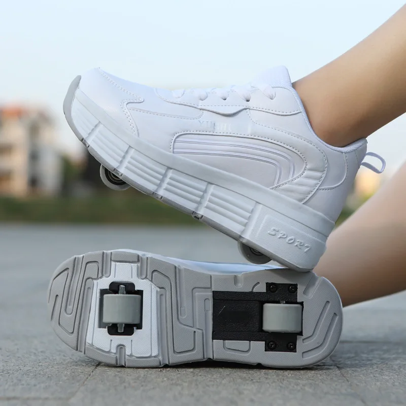 Roller Skates Kids Roller Sneaker Outdoor Indoor Skating Shoes Detachable Kids Skates Breathable Blade Boy Flying Shoes Gear 32