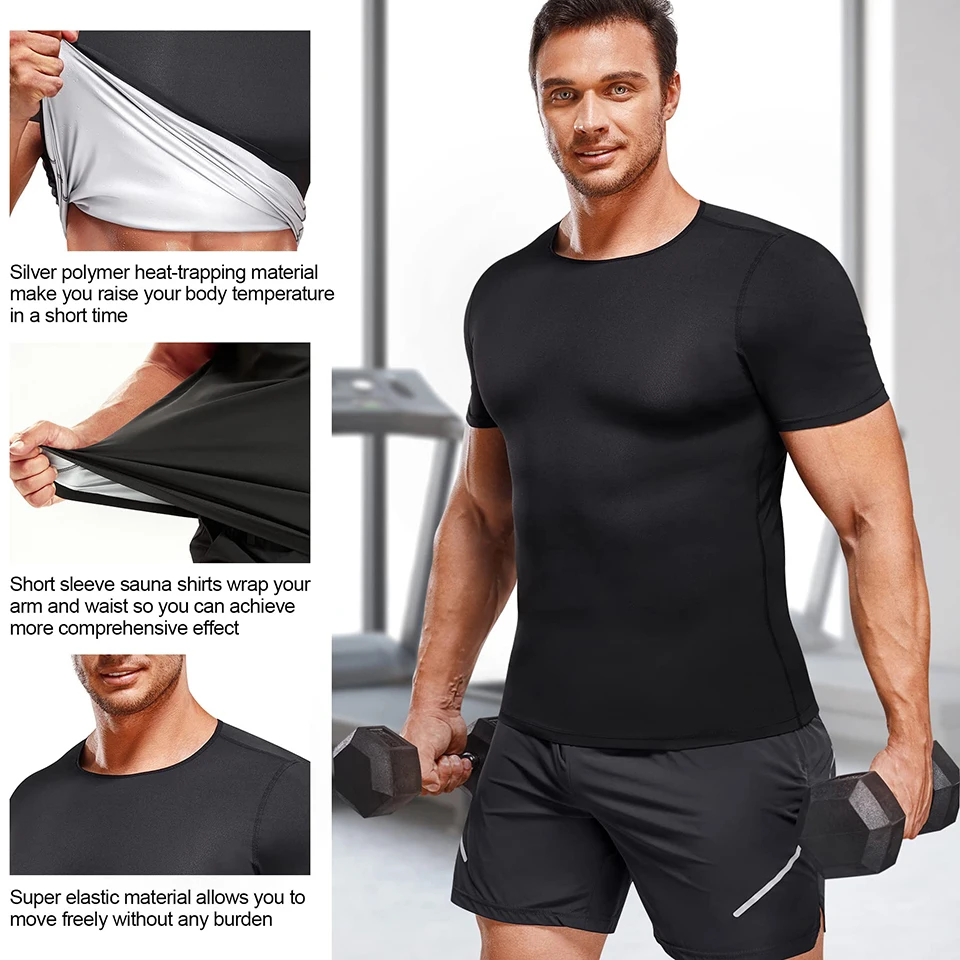 Men Compression Sauna Shirt Thermal Shapewear Fitness Sweat Body