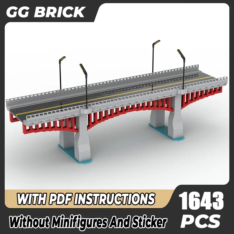 

Moc Building Blocks Modern Steel Arch Bridge Model Technology Brick City Street View DIY Construction Toy For Holiday Gifts