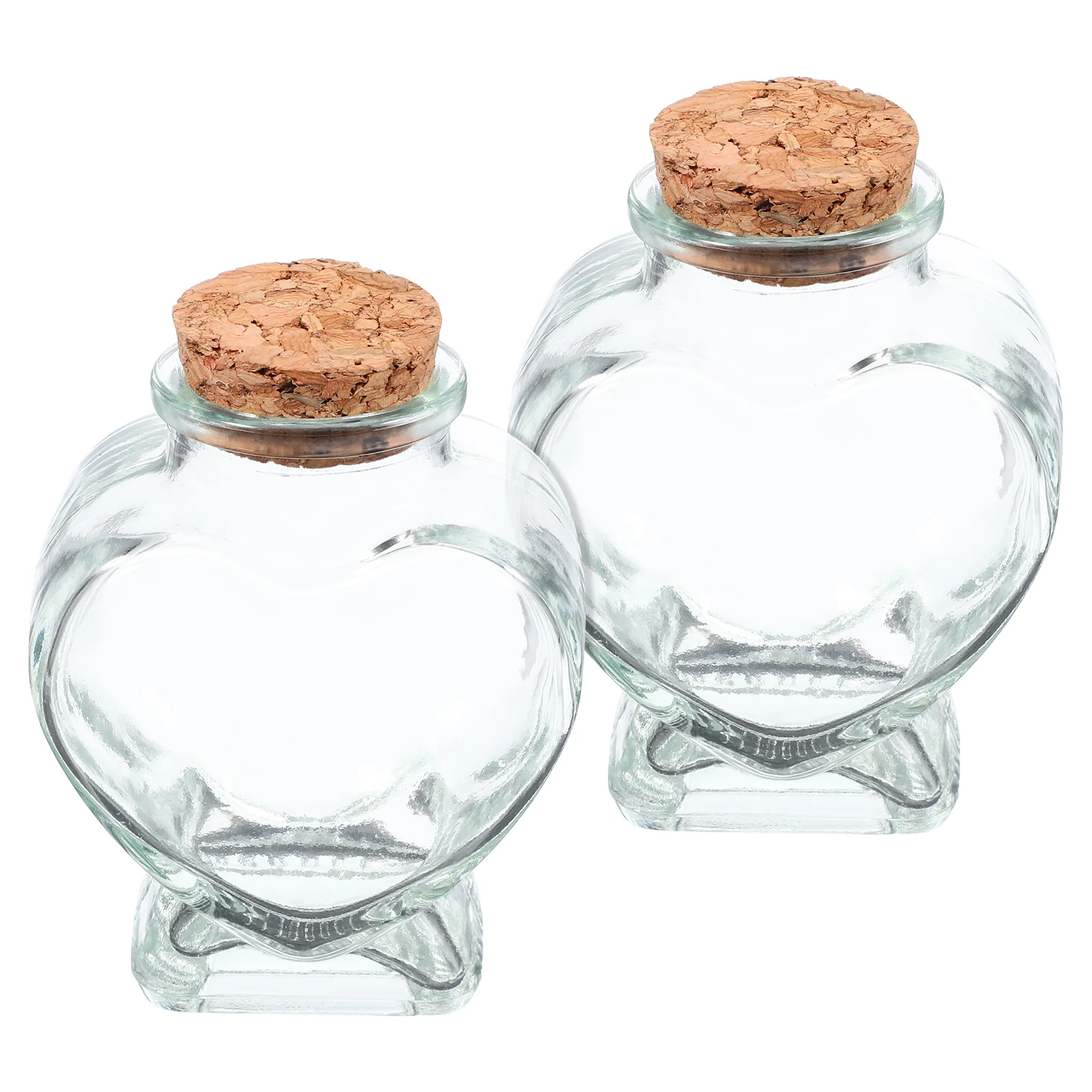2 Pcs Heart Bottles Wishing Glass Jar with Cork Heart-shaped Transparent Travel Holy Water 4