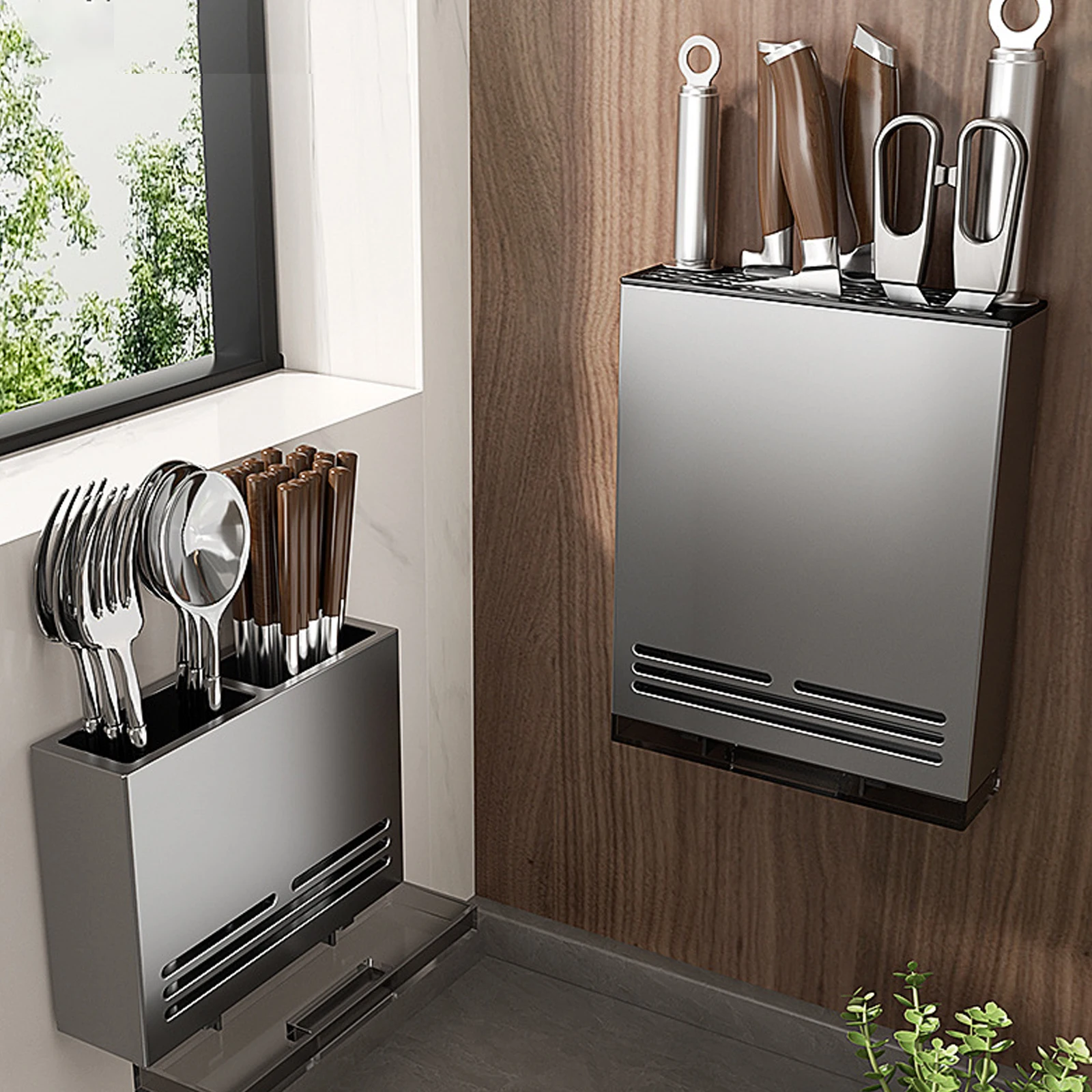 Kitchen Storage Rack Kitchen Organizer Kitchen Organizer Rack Kitchen Storage Knives Holder Wall Mounted Organizer Spoon and Chopsticks Rest Hanging Organizers Aluminium
