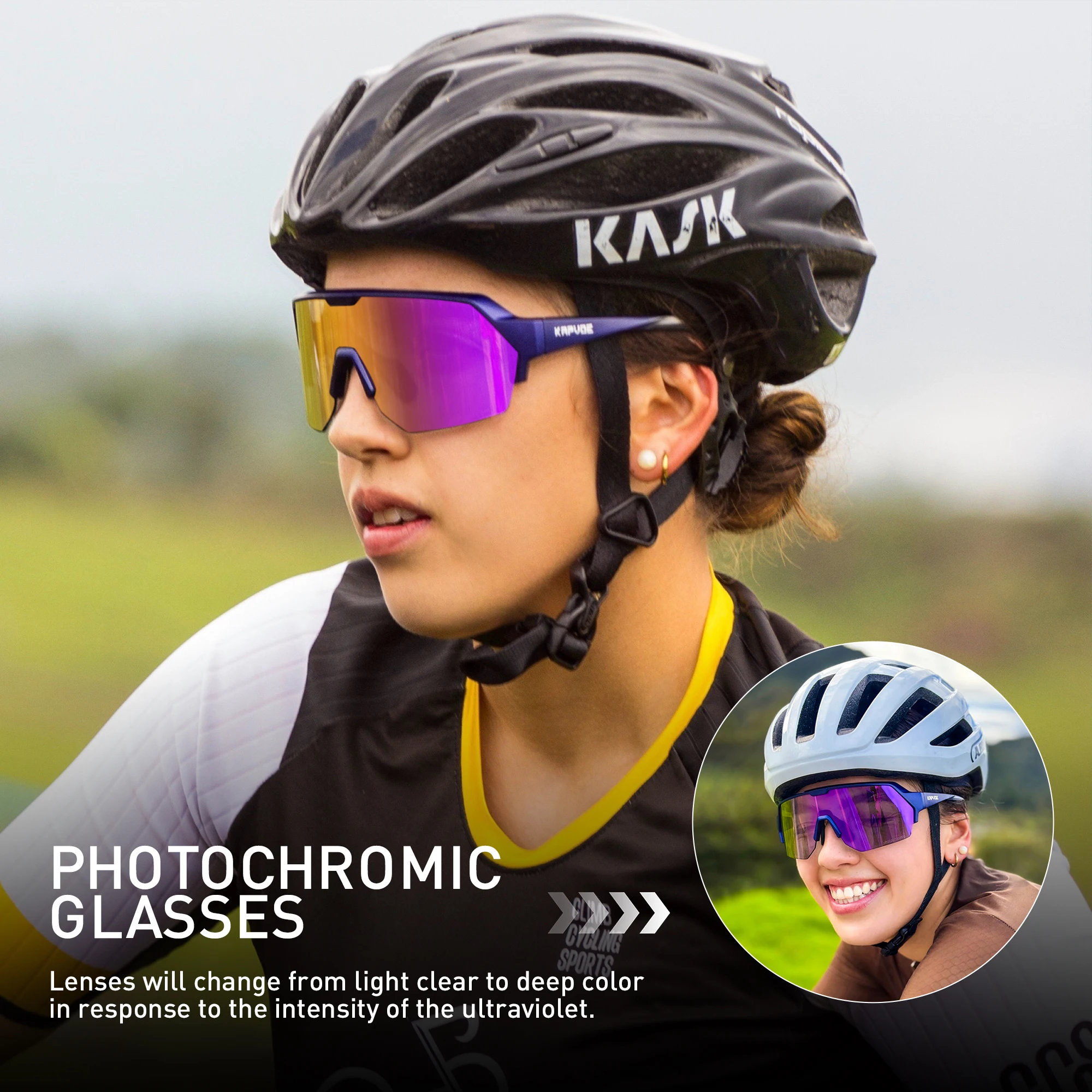 Kapvoe Photochromic Hiking Eyewear Cycling Glasses Bicycle for Outdoor Sports Sunglasses MTB Goggles Bike Men Cycl Equipment