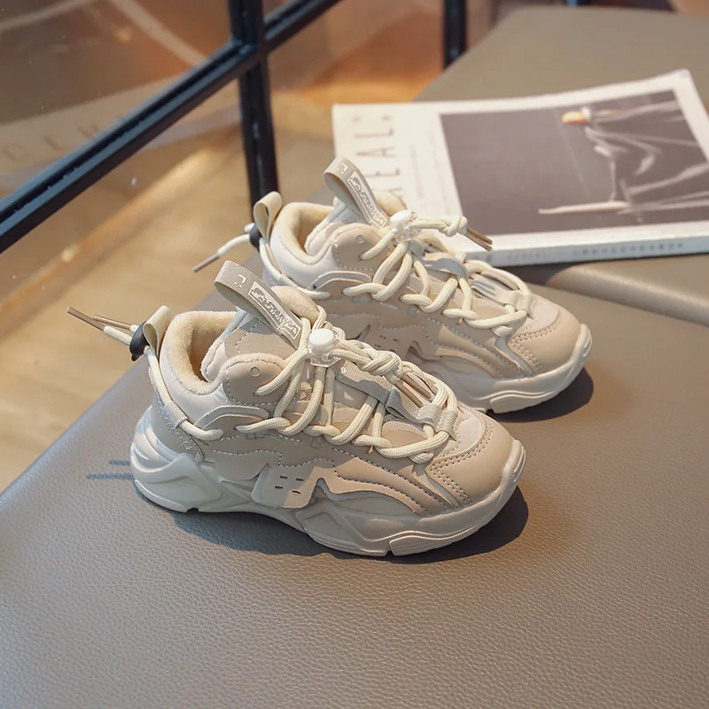 

2023 New Plush Children Chunky Sneakers Waterproof Boys Sports Shoes Comfortale Arch Support Girls Running Shoes Child Footwear