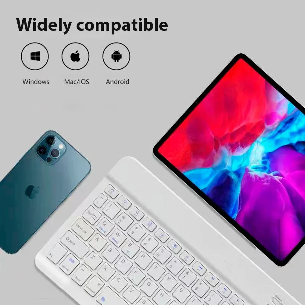Compact Bluetooth Wireless Keyboard with Rechargeable Mouse