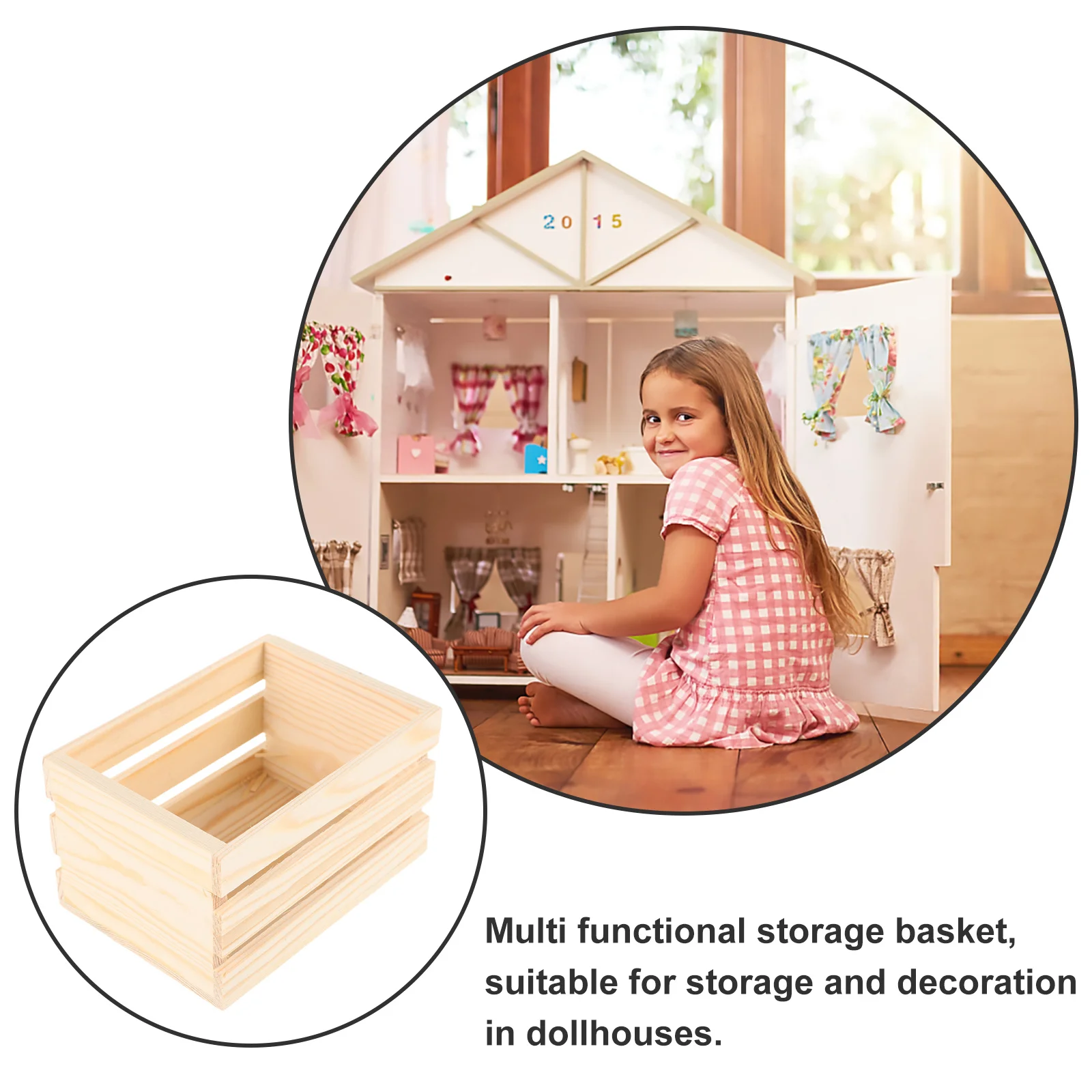 Miniature Wooden Basket Model Small Wood Crate Mini Dollhouse Accessories Home Storage Baskets Mini Wicker Basket Mini Picnic 3