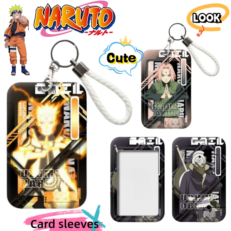 Naruto & Sasuke Cartoon Card Holder with Anti-Loss Case and Pendant