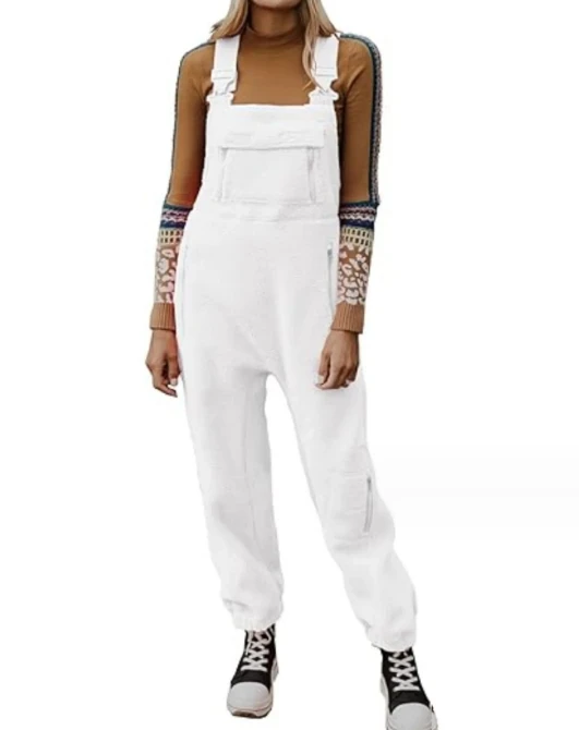 Lively and Gentle Girl Lamb Fleece Loose Back Strap Jumpsuit Long Pants In Stock Quick Hair