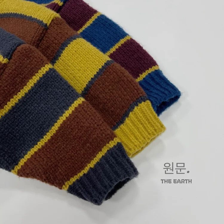가을 겨울 아동 의류 소년 소녀 어린이 니트 레트로 스트라이프 스웨터  캐주얼 니트 풀오버 셔츠  패션상의