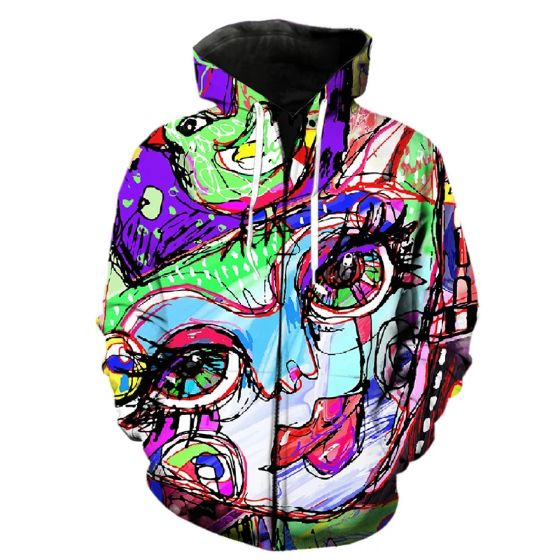 thumbnail image 1 of Sudadera con capucha y cremallera con estampado 3D abstracto de arte grafiti para hombres, primavera, hip hop, adolescentes, camisetas de manga larga, ropa de calle, sudaderas Harajuku, 1 of 5