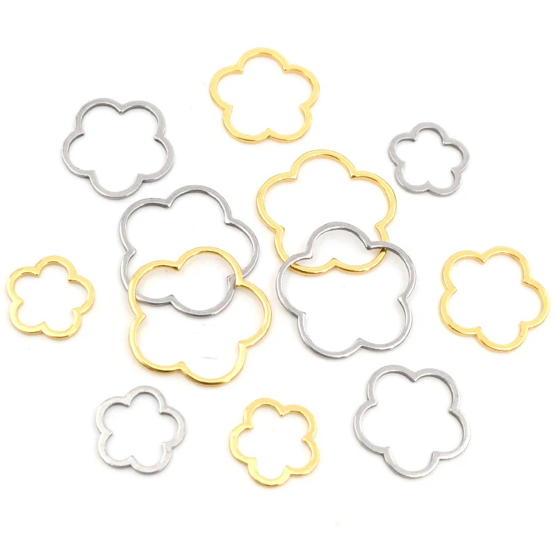 20pcs 3 Größe Blumen Charme Gold Edelstahl Anhänger Öffnen Blenden Hohl Gedrückt Harz Rahmen Form Lünette DIY Schmuck, der