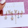 MIGGA 6pcs Pink Blue Cubic Zircon Butterfly Dangle Earrings Set for Women Luxury Mix and Match Party Jewelry 1