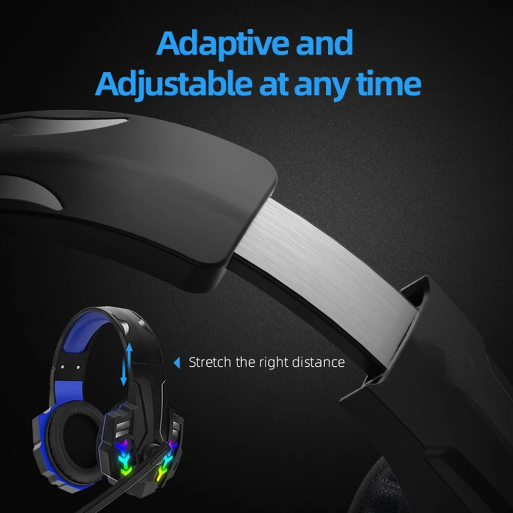 3.5mm USB Gaming Headphones Headset For PS4 PS5 Xbox One Laptop PC With LED Light RGB Wired HiFi Bass Stereo