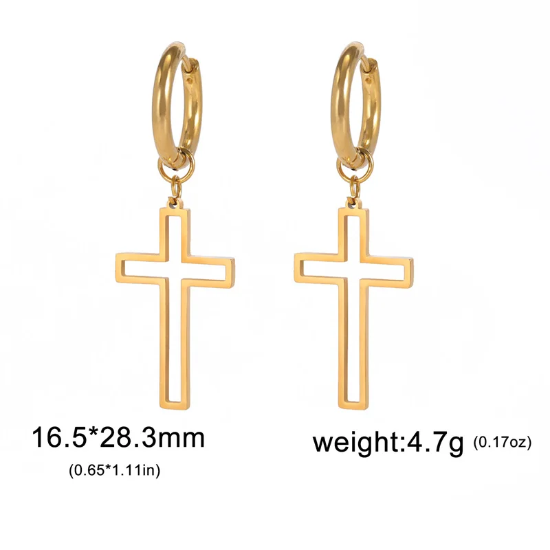Edelstahl Ohrringe Gothic Kreuz Überzogene Creolen Für Frauen Männer Trend Blitz Anhänger Ohrring Schmuck Party Geschenke – Detail 15