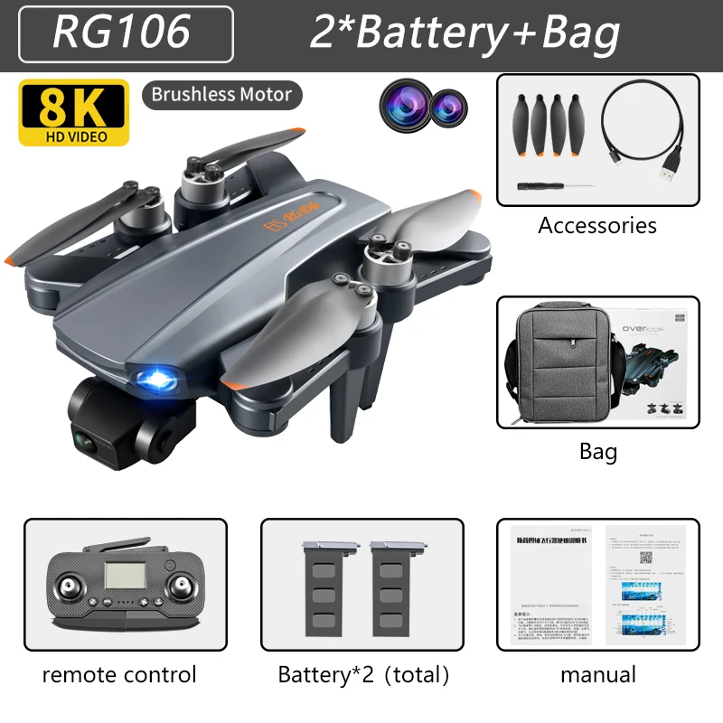 remote control helicopter with camera 2022 New RG106 Drone 8k Dual Camera Profesional GPS Drones With 3 Axis Brushless Rc Helicopter 5G WiFi Fpv Drones Quadcopter Toy rc helicopter big size RC Helicopters