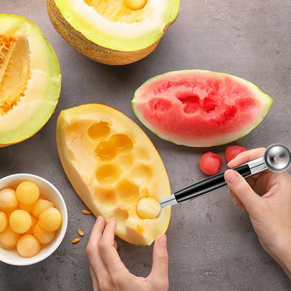 Melon Watermelon Ball Scoop Fruit Spoon Ice Cream Sorbet Stainless Steel Double-end Cooking Tool Kitchen Accessories Gadgets