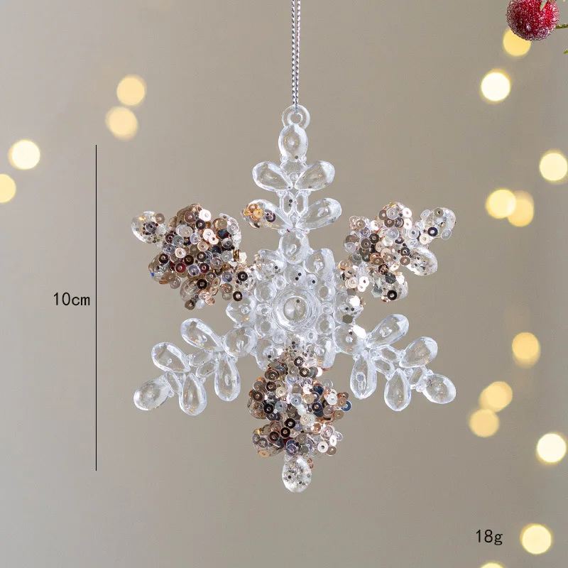 thumbnail image 1 of Transparent Acrylic Snowflake Deer Sequins Christmas Tree Pendant Xmas Hanging Ornaments Home Decor Children DIY New Year Gifts, 1 of 5