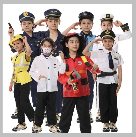 

Kids Policeman Captain Pilot Costume Suit Halloween Christmas Party Cosplay Set Kids Interpol Performance Clothing Outfits