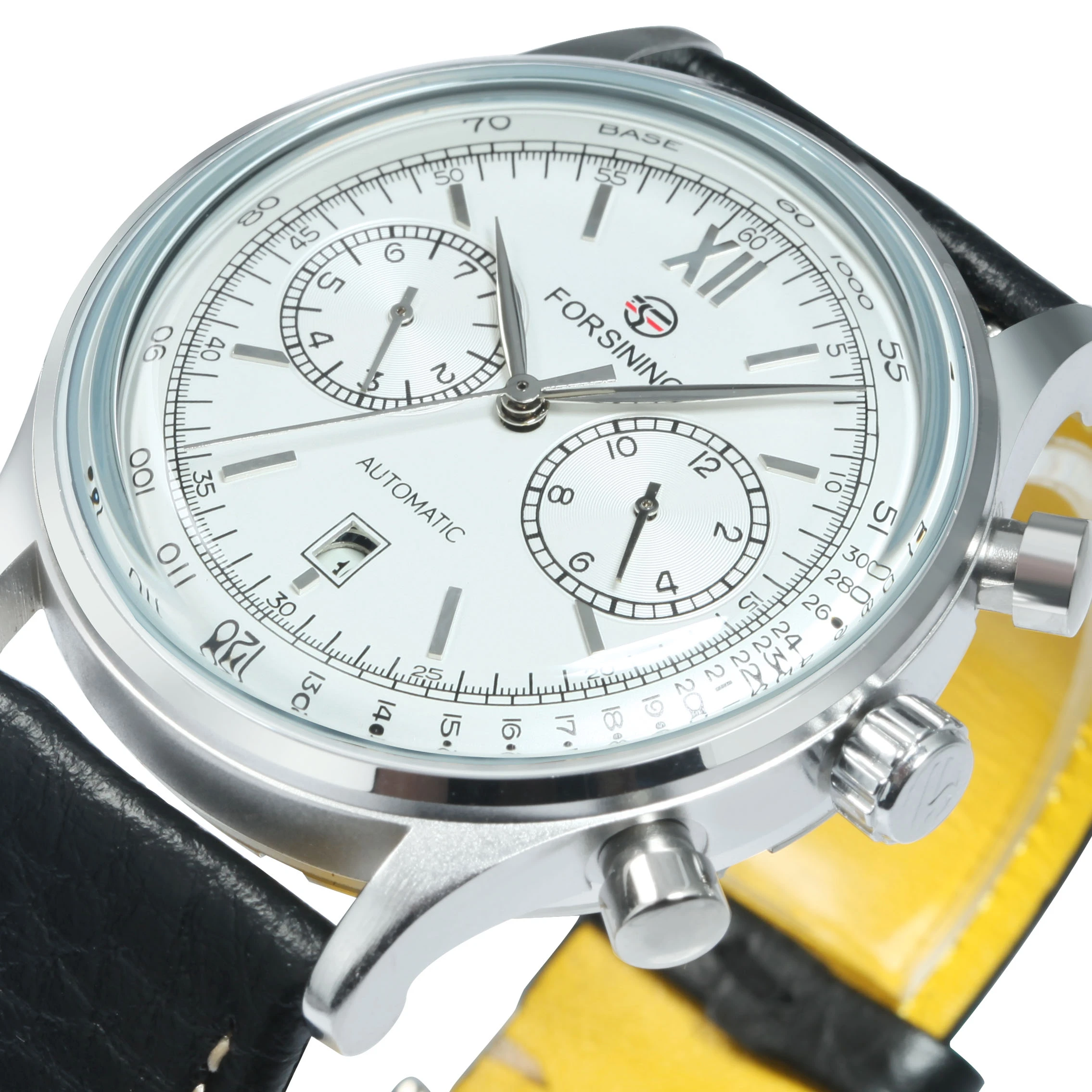 Forsining Classic Vintage Automatic Mens Watch Concave Glass Calendar